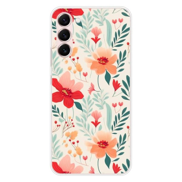 Silicone-skal med tryck kompatibel med Samsung Galaxy S23 Plus Blomvägg