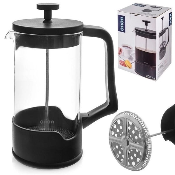 Fransk press - ORION - 900 ml - Borosilikatglas - Inoxfilter - Svart