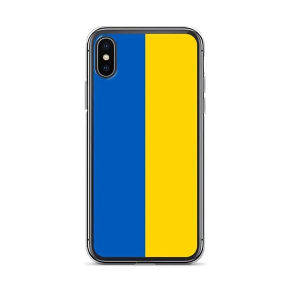Mobilskal – Ukrainas flagga – Kompatibel med iPhone X – Mjuk plånbok – Slitstark och stöttålig - Silikon - Pixelforma