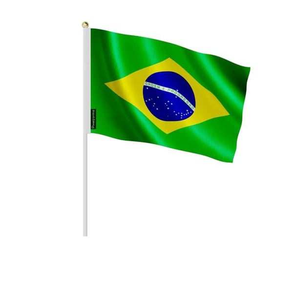 Mini Brasilienflagga – 20 x 30 cm – Att Hålla i Hand – Polyester – 1 styck – Pixelforma
