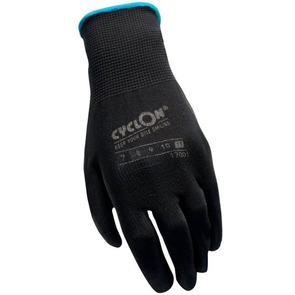 PU-flex arbetsvantar - Cyclon - XXL - Svart-blå - 3-pack - Halkskydd - Slitstarka - Bekväma