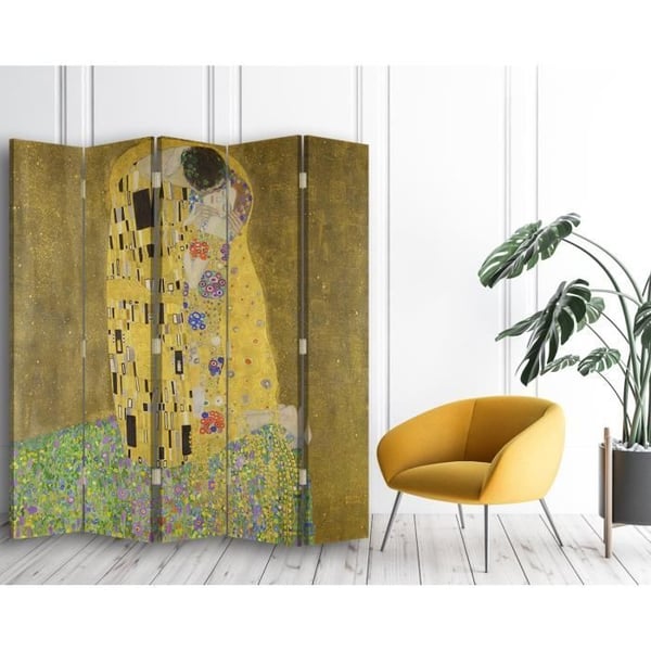 Legendarte - Skärm - Skiljevägg med recto / verso tryck Kyssen - Gustav Klimt cm. 180x170 (5x)