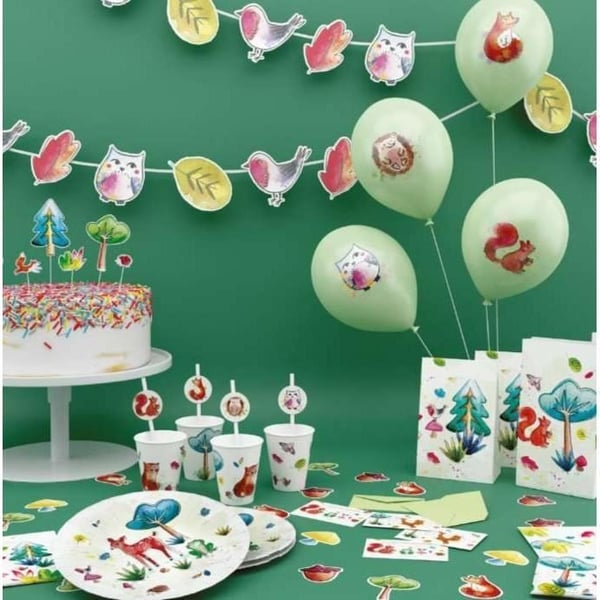 Ballonger - P'TIT Clown - re22464 - Set av 8 - Grön latex - Skogsdjur - 30 cm