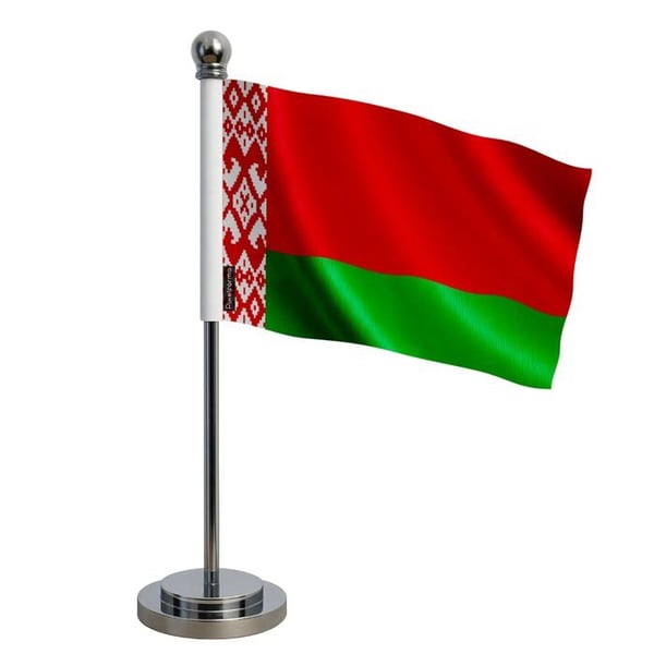 Belarus kontorsflagga – 14 x 21 cm – Polyester – Stålbas – Pixelforma