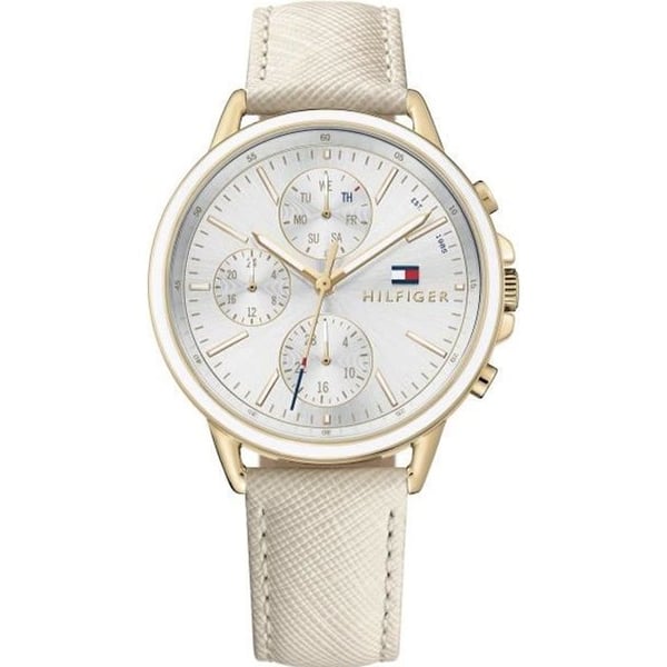 Damklocka - Tommy Hilfiger - 1781790 - Krämfärgat läder - Rostfritt stål - Silver