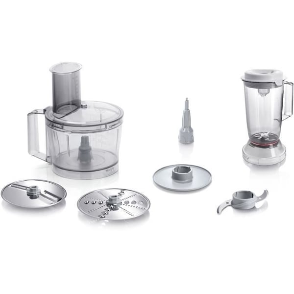 BOSCH MultiTalent3 multifunktionsrobot - Vit - 800 W - 2 hastigheter och puls - 2,3 L mixerskål - 1 L mixerskål - 2 skivor
