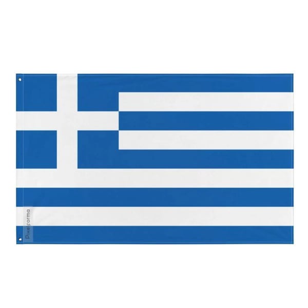 Greklandsflagga – 90 x 150 cm – Hållbar Polyester – 2 Metallöljett – Inomhus/Utebruk – Pixelforma