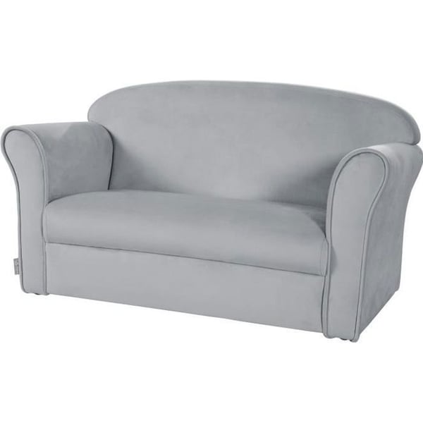 ROBA Mini Barnsoffa i Velvet Lil Sofa - Bekvämt ryggstöd med armstöd - Grå