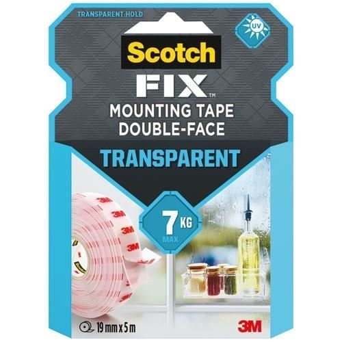 SCOTCH - Tejp - Dubbelhäftande - Transparent - 19 mm x 5 m - 7 kg