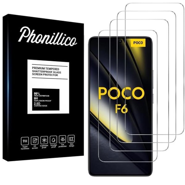 Filmskyddsskärm - Phonillico - Xiaomi Poco F6 5G - Paket med 4 - Härdat glas - Repbeständig