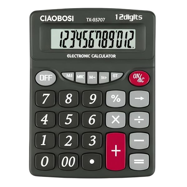 Multifunktionell Skrivbordskalkylator med 12 Siffror och Svart LCD-skärm