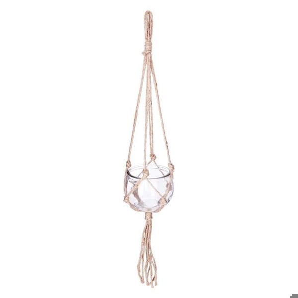 Hängande kruka glas och jute D11cm - Atmosphera Inredningsdesigner