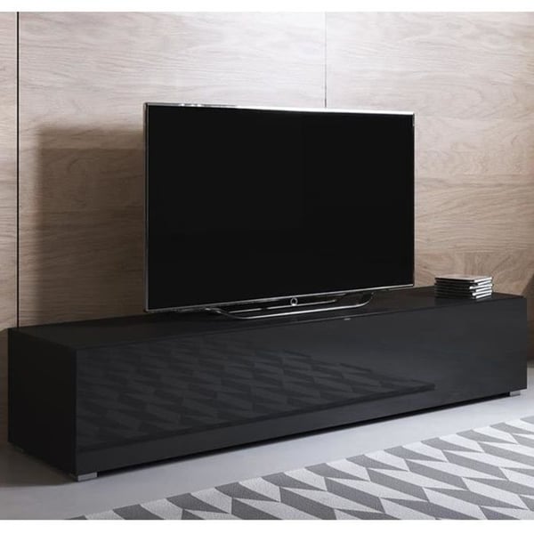DESIGN AMEUBLEMENT - Modernt TV-bord - Blank svart - 3 fack - 160x32x40 cm