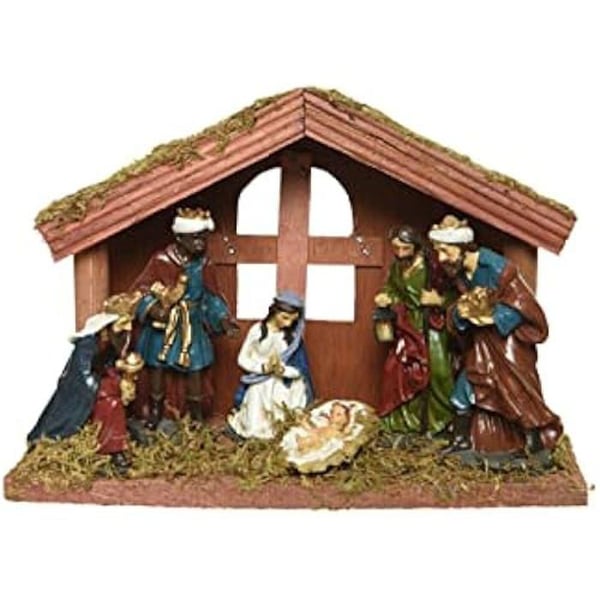 Julkrubba - KAEMINGK - 10x20x14cm - MDF - 6 delar - Blandat