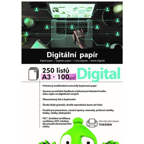 Kontorspapper A3 - ALZA - 100g - 250 ark - Laser- och bläckstråleskrivare - Vithet 170 CIE
