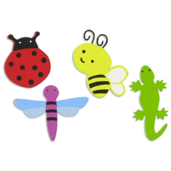 MégaCréa DIY - Målat trädekorationer insekter 2,5 till 4,5 cm 8 stycken