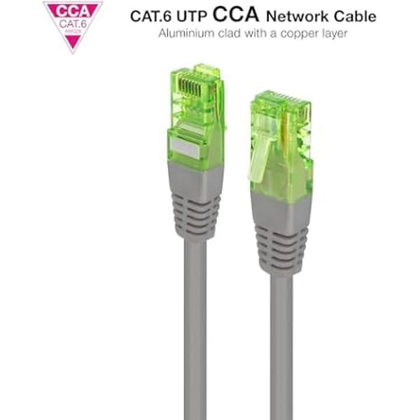 Nätverkskabel RJ45 - NANO CABLE - CAT.6 UTP - 20m - Kopparklädd Aluminium - Grå