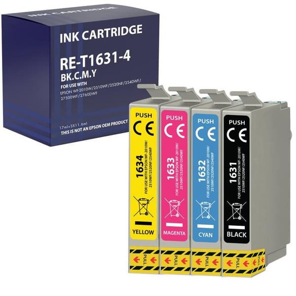 Bläckpatron - Epson - 16XL - 4-pack - Kompatibel med WorkForce - Svart, Cyan, Magenta, Gul