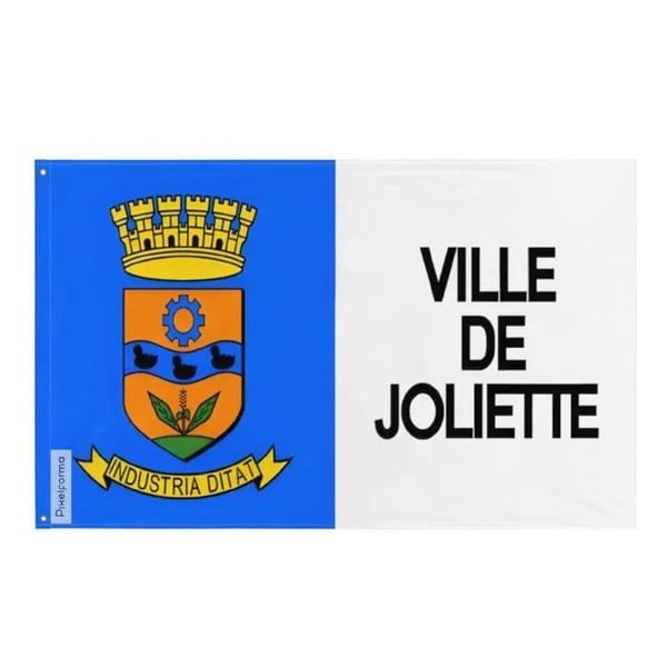 Flagga Joliette – 64 x 96 cm – Hållbar Polyester – 2 Metallöglor – Inomhus / Utomhus – Pixelforma