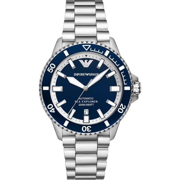 Emporio Armani Klocka - Herrar - AR60079 - Silver Rostfritt stål - 42 mm - Blå