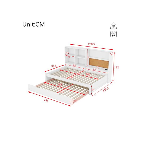 Sofaseng - MUVOE - 90x200cm - Utrækkelig seng - USB-stik - Malbar tavle