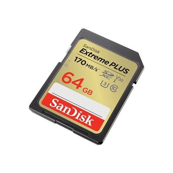 SDXC-kort - SanDisk - Extreme PLUS - 64 GB - UHS-klass 3 - Stötsäker, vattentålig