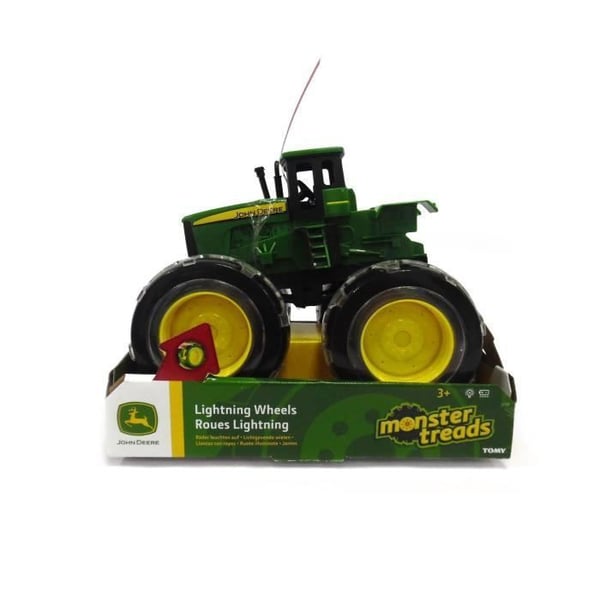 Monster Treads JOHN DEERE lastbil med lysende hjul - Grøn, sort og gul - Til børn fra 3 år