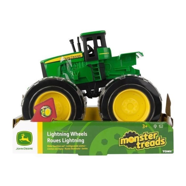 Monster Treads JOHN DEERE lastbil med lysende hjul - Grøn, sort og gul - Til børn fra 3 år