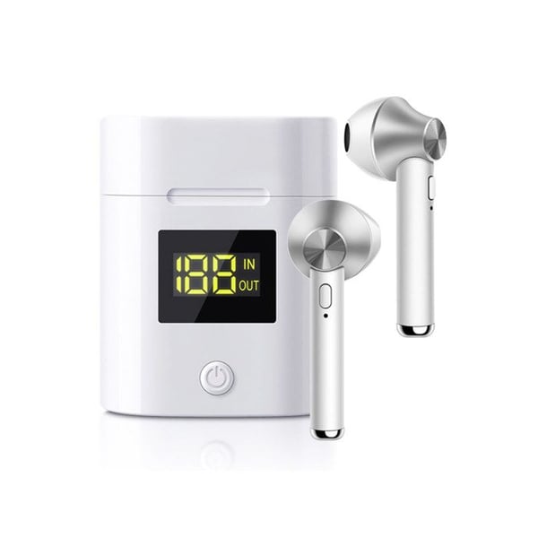Trådlösa hörlurar Bluetooth 5.0 TWS Modell JeezPro med LED-skärm Silver Trådlösa hörlurar Bluetooth 5.0 TWS Modell JeezPro med LED-skärm Silver