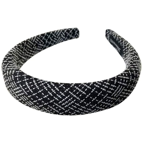 Huvudband - AVIZAR - Stor - Rutigt Tweed - Svart - Bekväm och Elegant