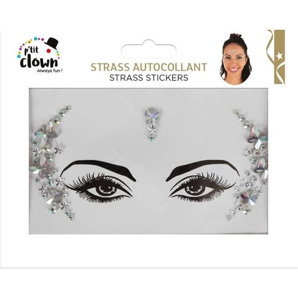 Strass för ansiktet - slumpmässig modell - III - LILLA CLOWN - 22565 - Maskeradsmink