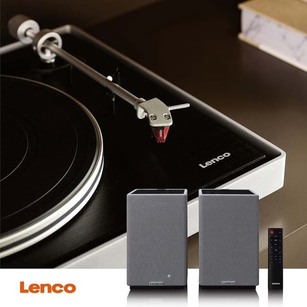 Lenco SPB-240BKGY - Sæt med 2 HiFi stereo Bluetooth® højttalere - Kraftfuld lyd og elegant design - Sort/Grå
