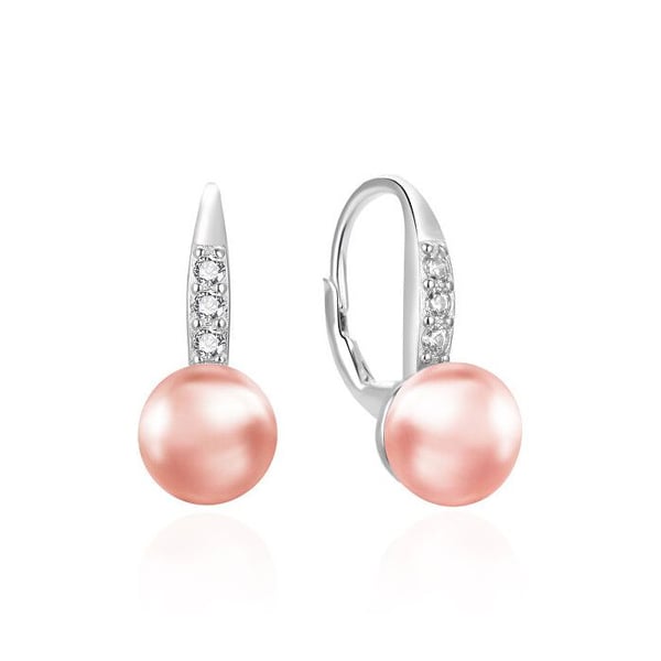 Silver earrings with pink pearl AGT-E233L-PPI