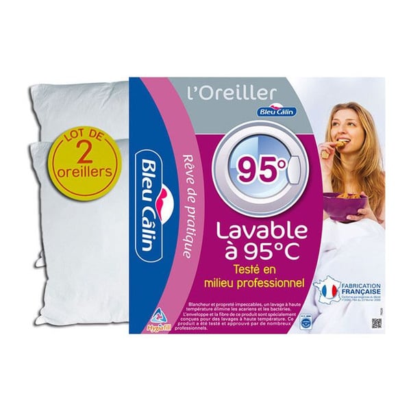 Set med 2 hotellkuddar att koka Hygiafil 60 x 60 cm "Blue Calin"