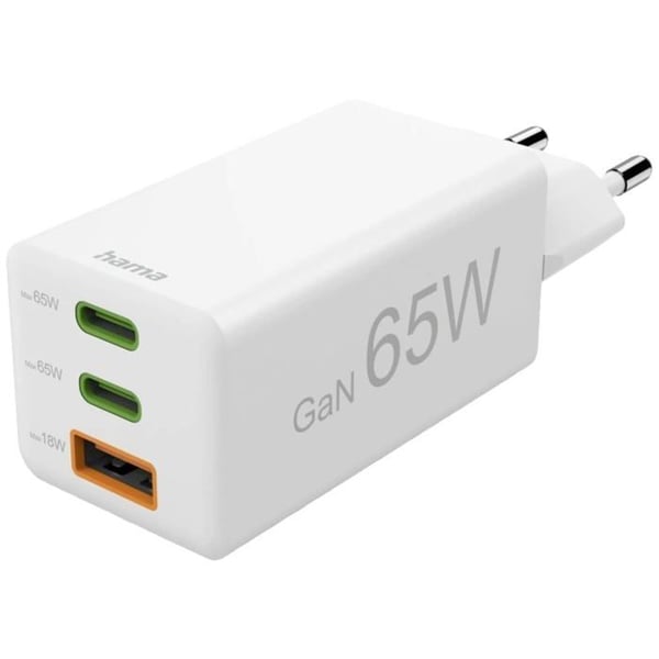 Hama 00201996 USB-laddare 65 W 1x USB-A, 2x USB-C® Power Delivery vit inomhus USB Power Delivery (USB-PD)