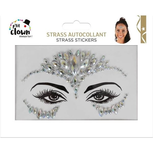 Strassautocollant för ansiktet - slumpmässig modell - II - LITEN CLOWN - 22564 - Maskeradsmink