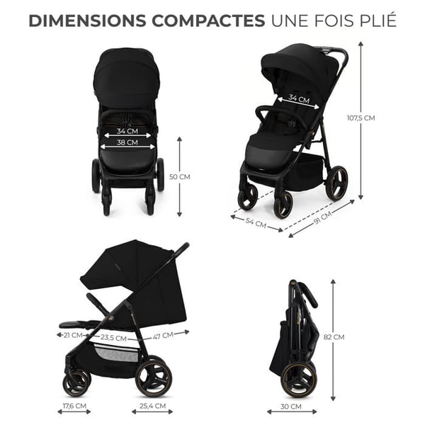 KINDERKRAFT - Byvogn TRIG 3 ONYX - 4 hjul - Sort