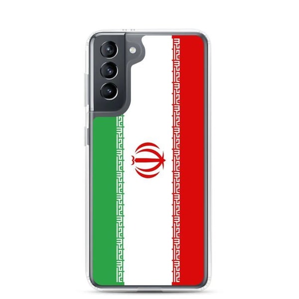 Mobilskal – Irans flagga – Kompatibel med Samsung Galaxy S21 Plus – Mjukt fodral – Slitstarkt och stötresistent – Pixelforma