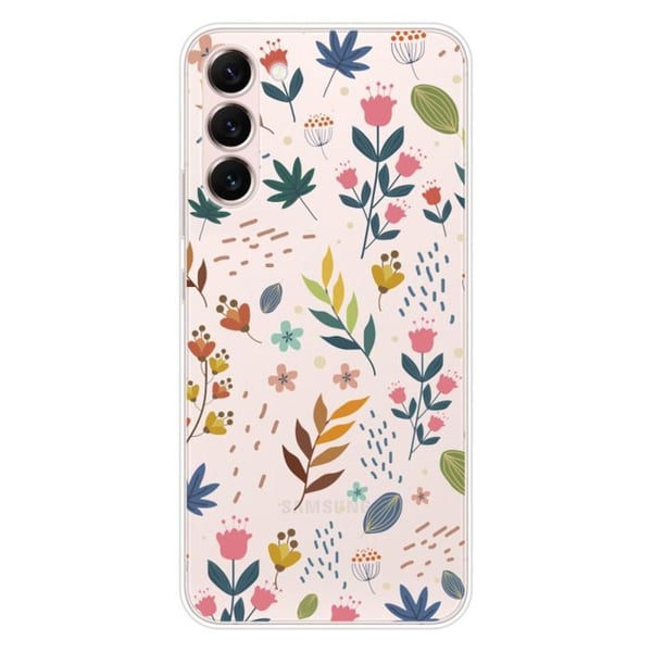 Siliconefodral med tryck kompatibel med Samsung Galaxy S23 Plus Färgade blommor