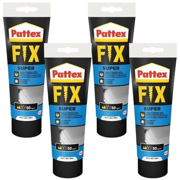 Monteringslim - Pattex - Fix Super 4x250g - Ultra-stark - Lösningsmedelsfri - Vattentålig