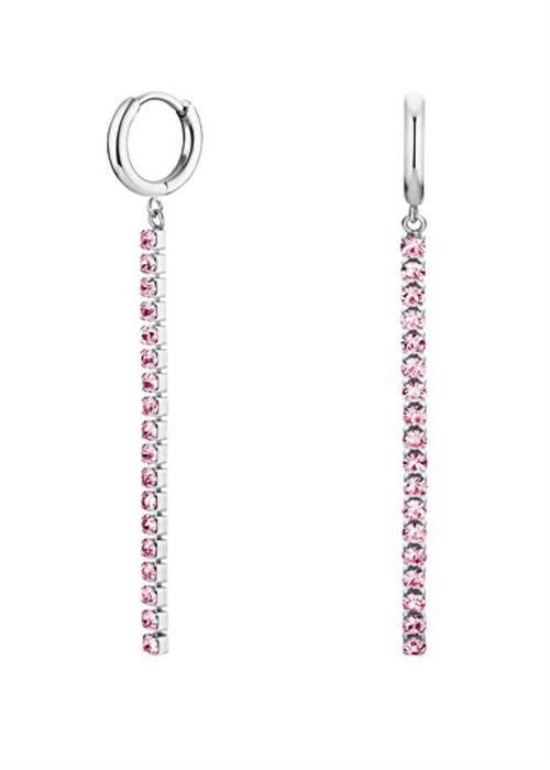 Örhängen - ROSEFIELD - JETRS-J923 - Rostfritt stål - Rosa kristaller - Säkerhetslås