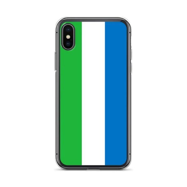Mobilskal – Sierra Leones flagga – Kompatibel med iPhone XS Max – Mjukt skal – Slitstarkt och stötresistent – Silikon – Pixelforma