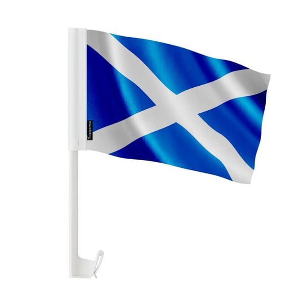 Flagga Bil Skottland – 14 x 21 cm – Polyester Tyg – Fäste för Fönster – 20 stycken – Pixelforma