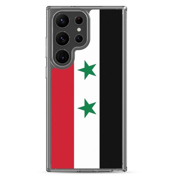 Telefonfall – Syriens flagga – Kompatibel med Samsung Galaxy S23 – Mjuk fodral – Resistenta och stötabsorberande – Pixelforma