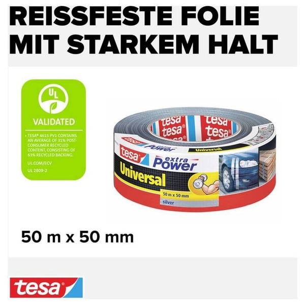 Tæppebånd tesa® extra Power tesa 56389-00000-11 sølv (L x b) 50 m x 50 mm gummi 1 stk.