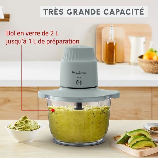 Hakkuri - Moulinex - Choppeo 3En1 - 500W - Lasikulho - 4 Terää