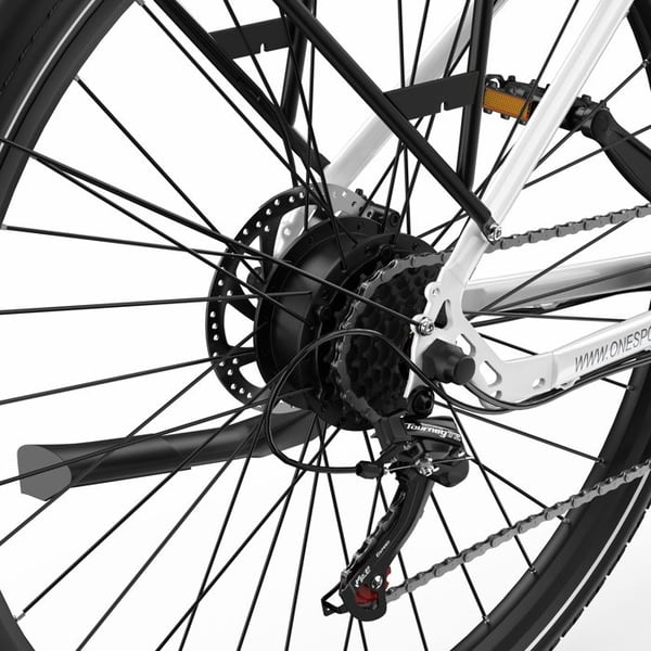Voksen Elcykel ONESPORT OT12, Motor 250 W, Batteri 36 V 13 Ah, Dæk 27,5 Tommer, Hvid