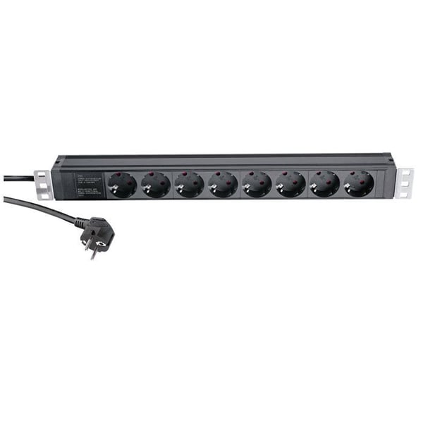 K&M 28673 Multiprise rackbar 19'' Plåt för rack