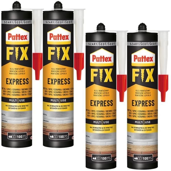 Monteringslim - Pattex - FIX Express - Stark omedelbar vidhäftning för utomhus och inomhus, vattentät, flexibel