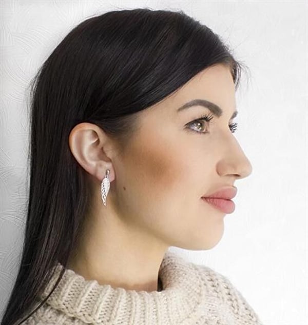Örhängen - BENETO - Änglavingar - Sterling silver - Zirkon - 3,2 cm x 0,8 cm